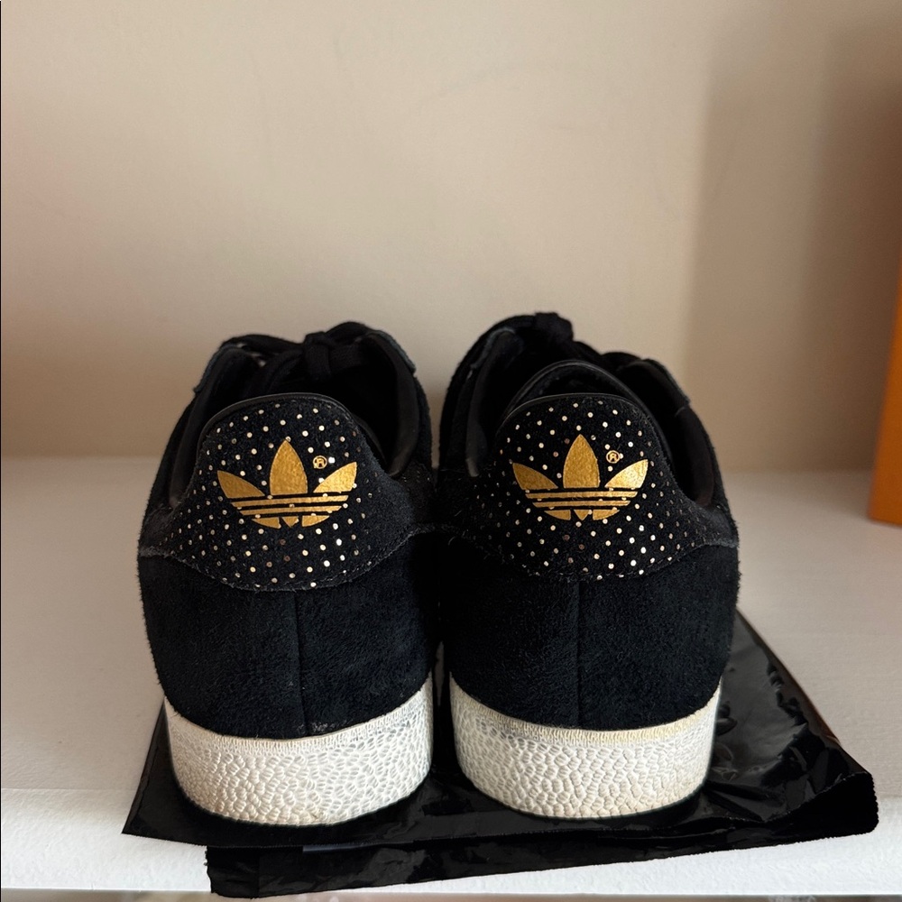 Adidas Gazelle Women Sneakers Black Gold Polka dots size 7.5 Leather Suede - Picture 3 of 6